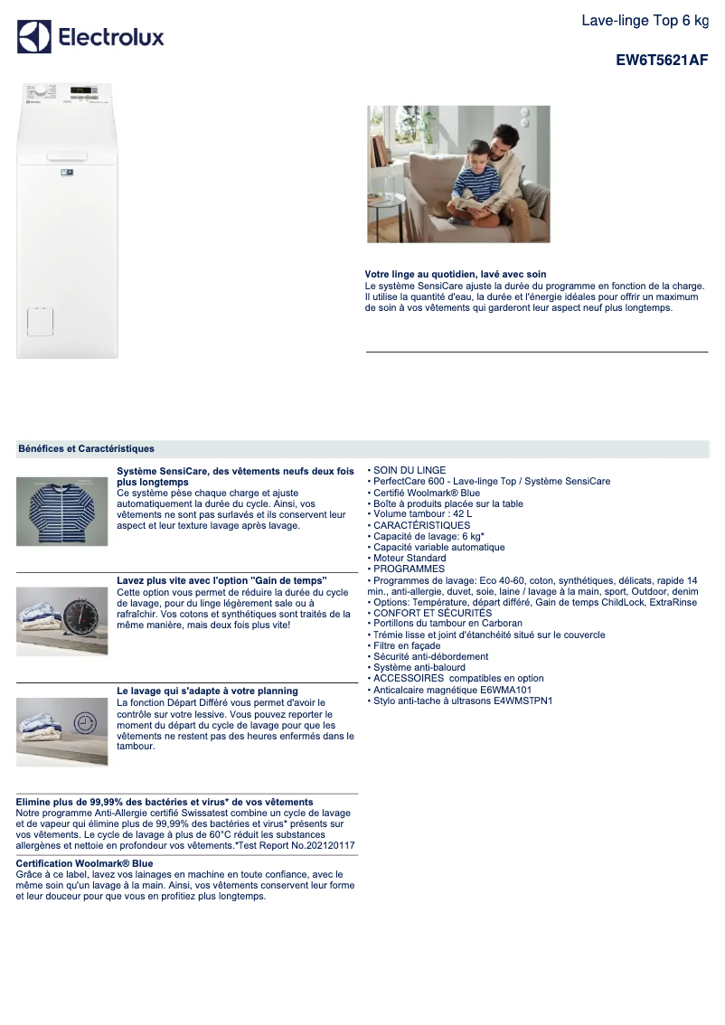 First page image of the manual for EW6T5621AF