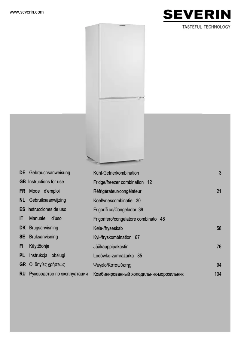 Page 1 of the manual User Manual Severin KS 9784