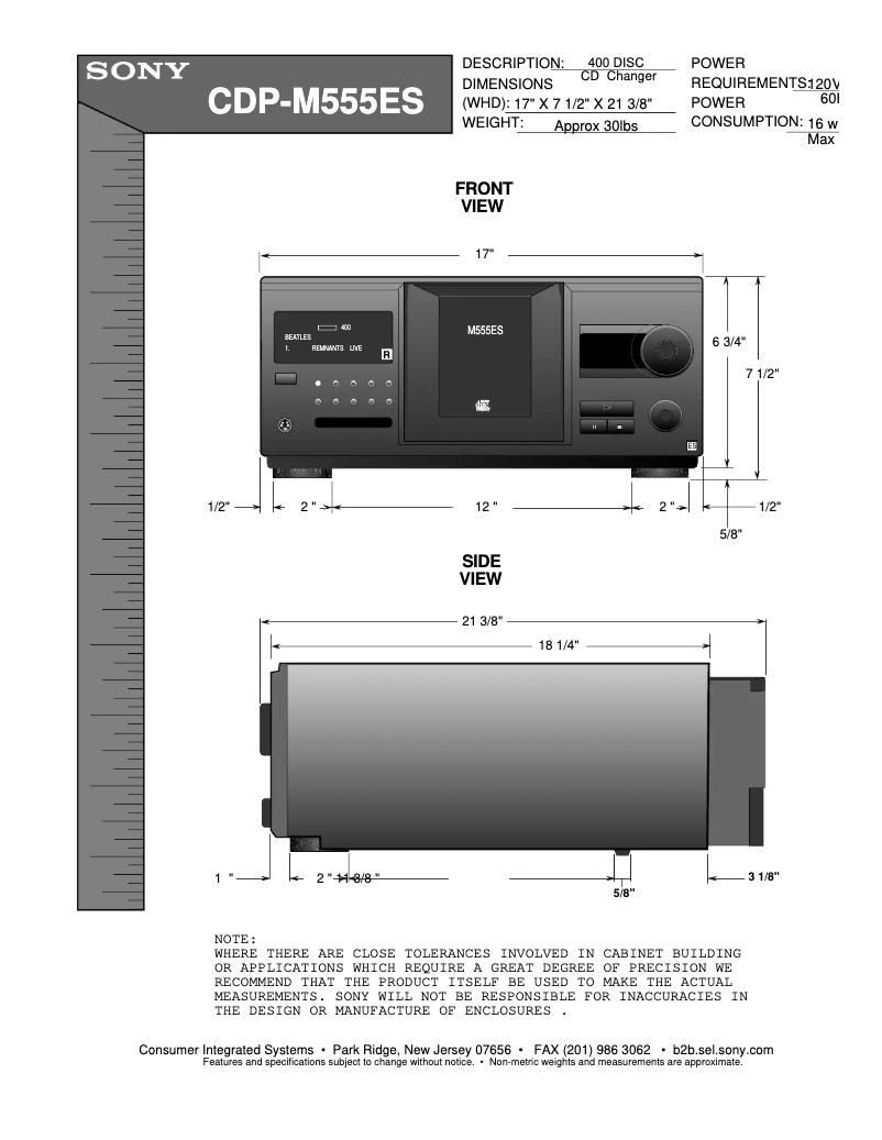 First page image of the manual for CDP-M555ES