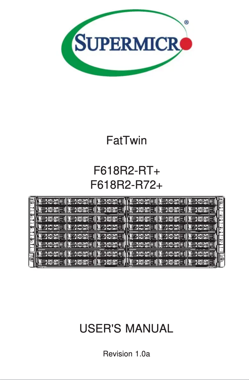 First page image of the manual for SuperServer F618R2-R72+