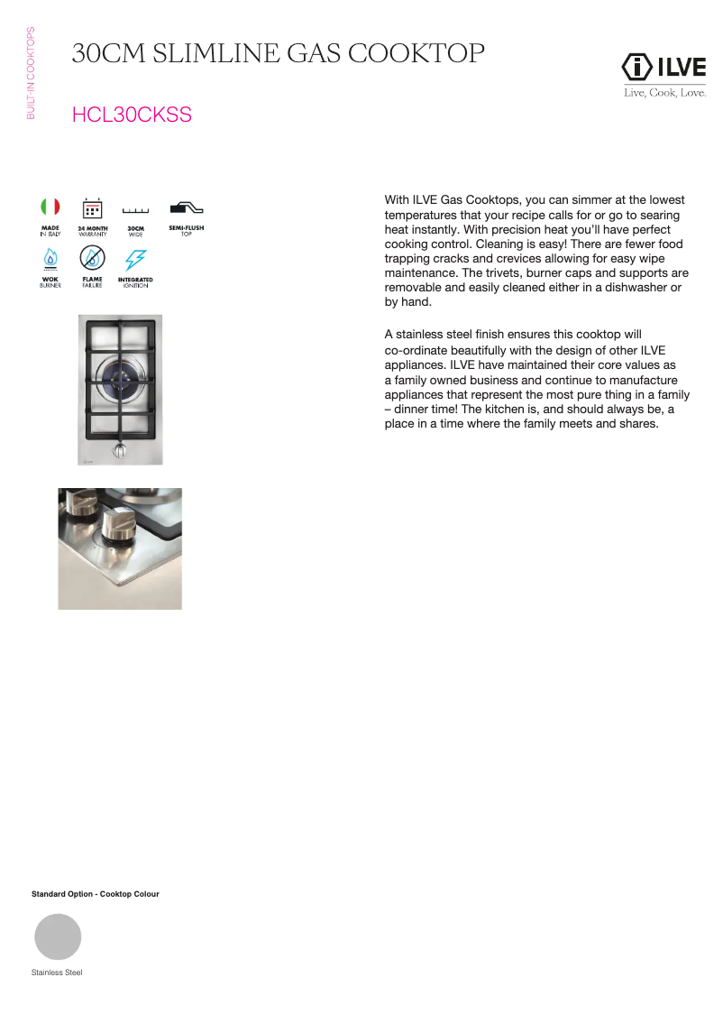 First page image of the manual for HCL30CKSS