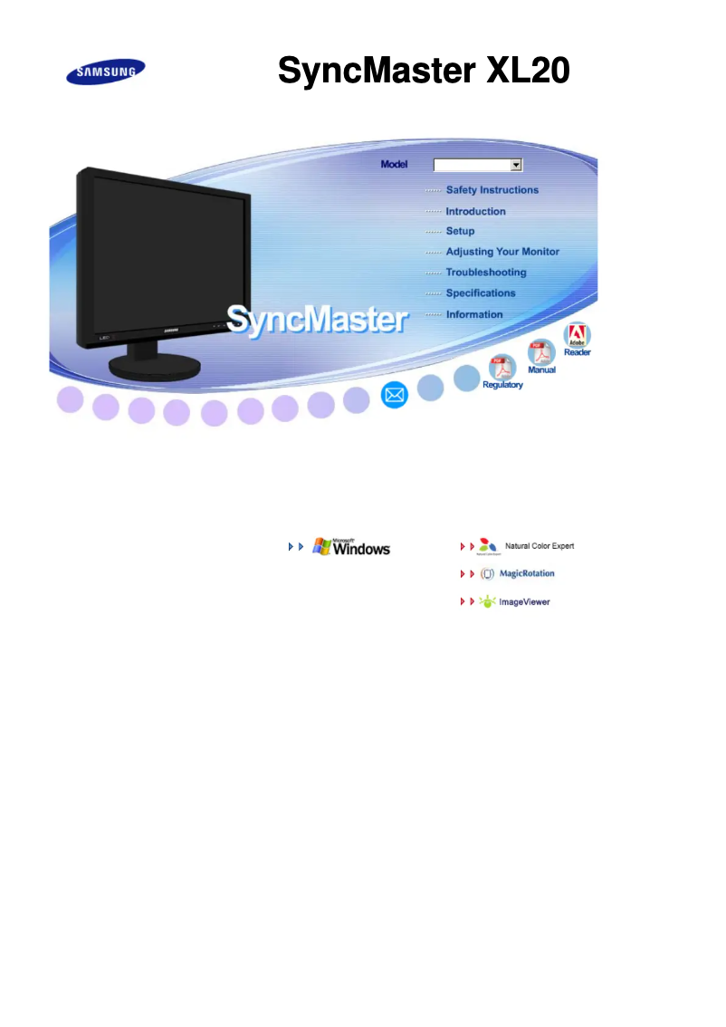 First page image of the manual for SyncMaster XL20