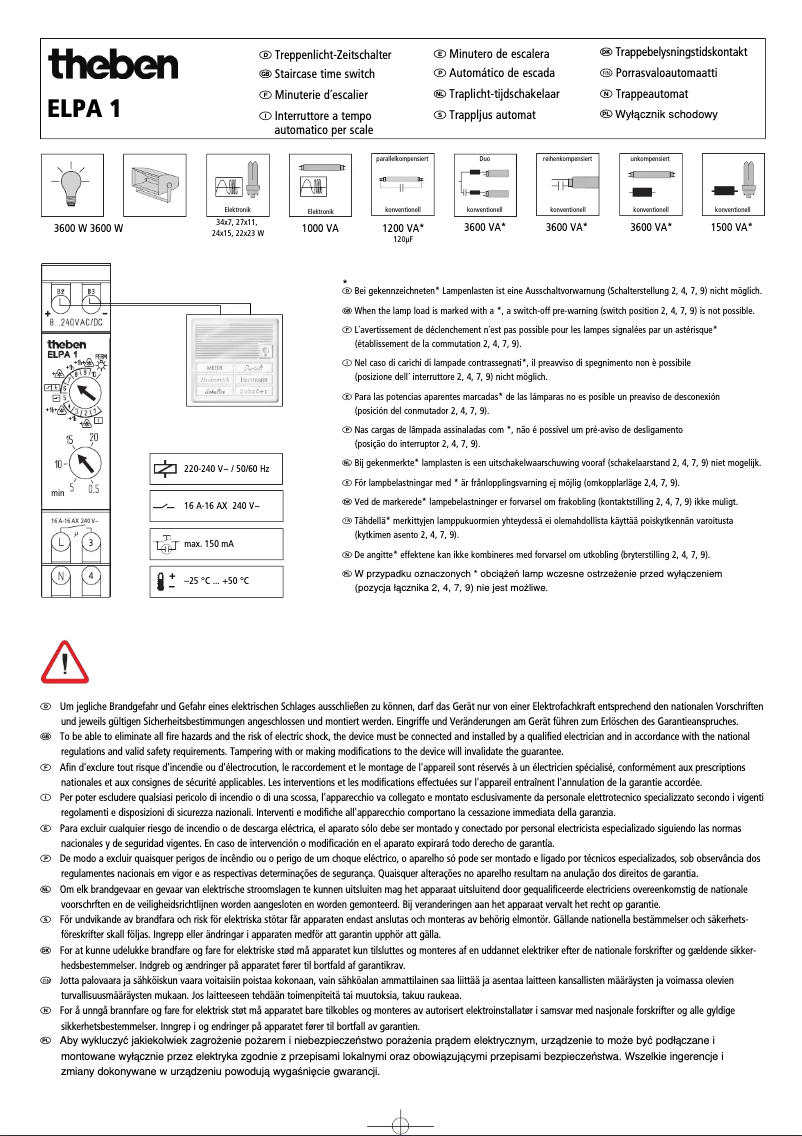Page 1 of the manual User Manual Theben ELPA 1