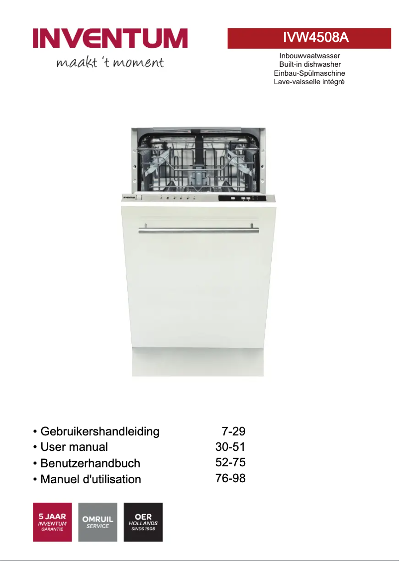 Page 1 of the manual User Manual Inventum IVW4508A