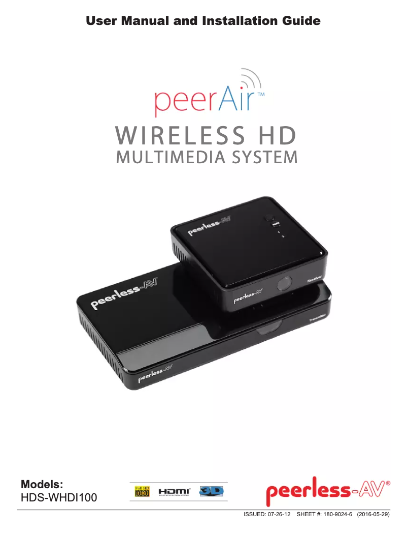 Page 1 of the manual User Manual Peerless-AV HDS-WHDI100