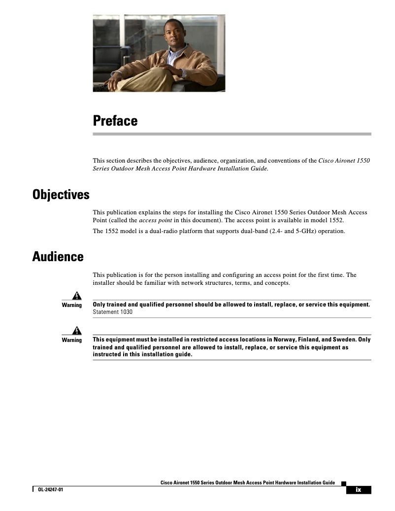 Image de la première page du manuel de l'appareil Aironet 1550