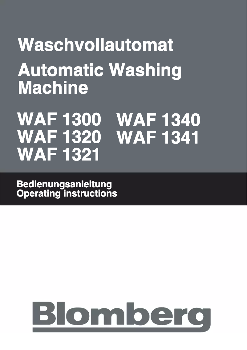 Page 1 of the manual User Manual Blomberg WAF 1300 A