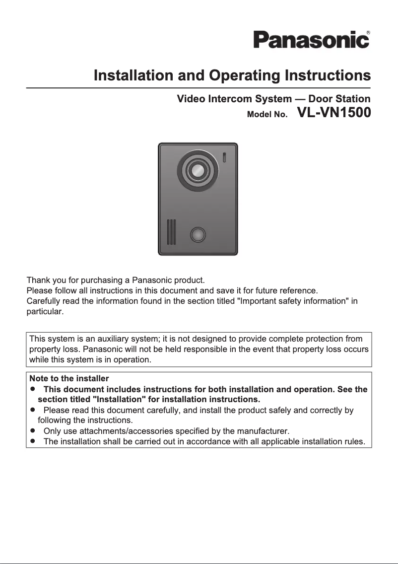 First page image of the manual for VL-VN1500