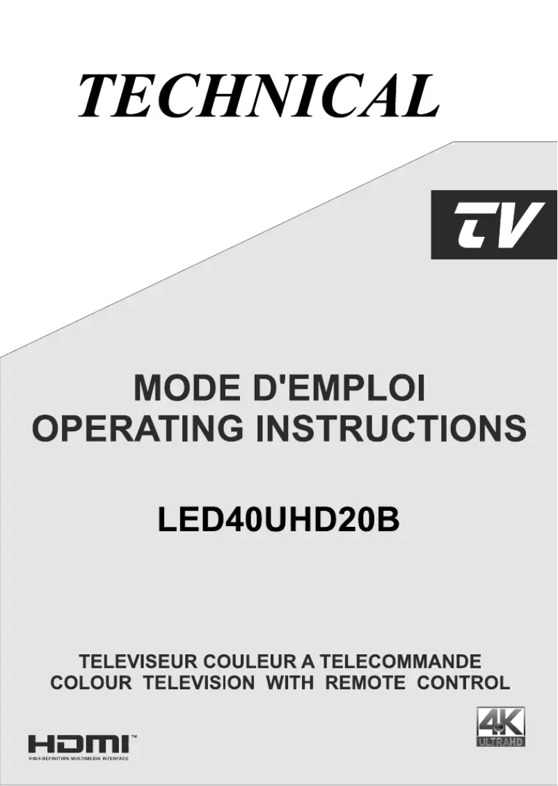 Page 1 de la notice Manuel utilisateur Technical LED40UHD20B