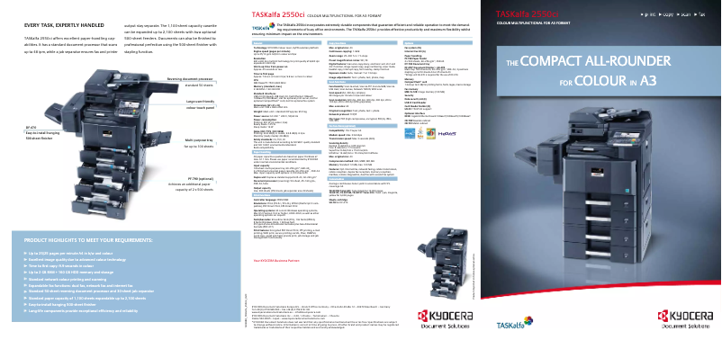 Page 1 of the manual Brochure Kyocera TASKalfa 2550ci