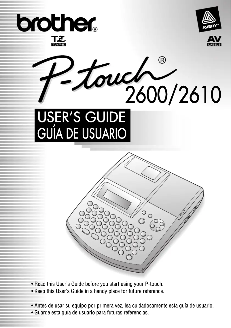 First page image of the manual for P-Touch 2600