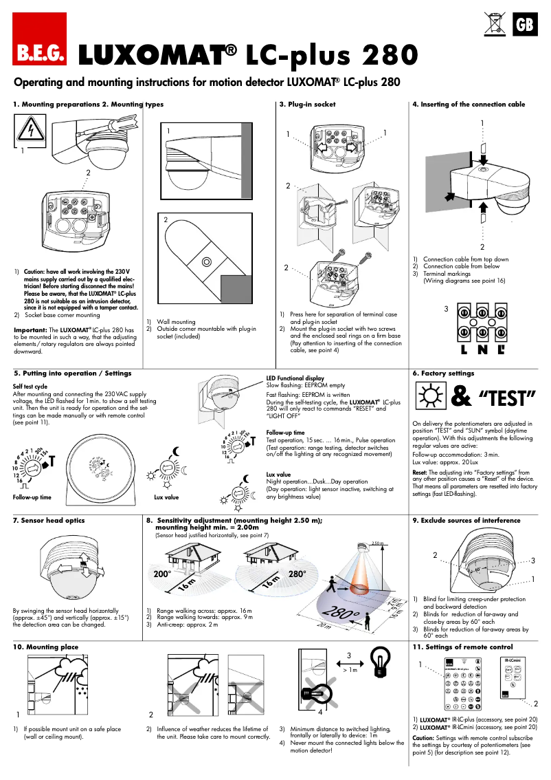 First page image of the manual for LC-plus 280