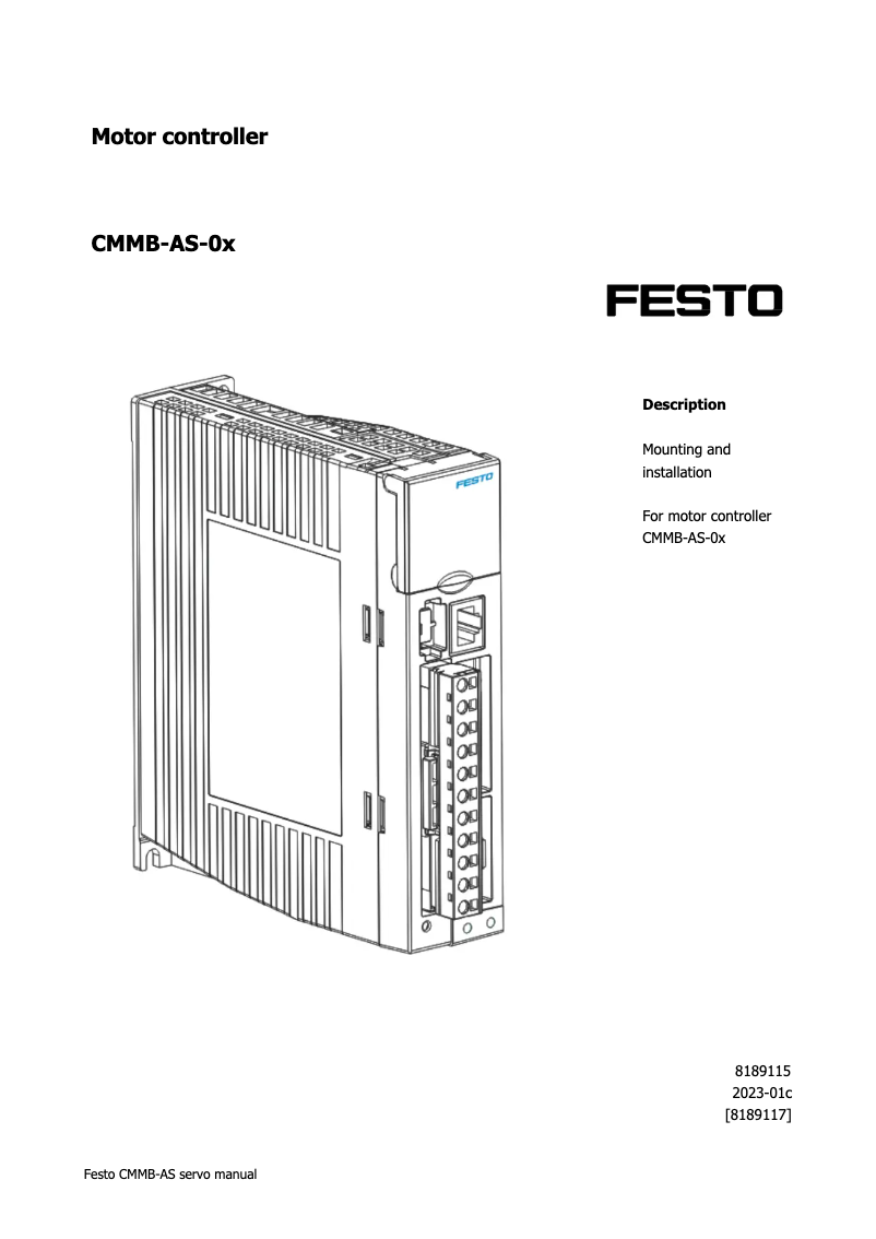 Page 1 of the manual User Manual Festo CMMB-AS-04