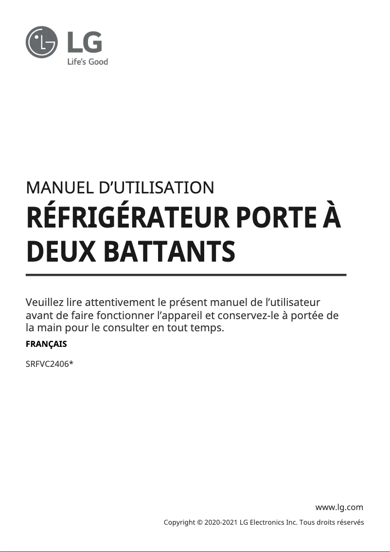 First page image of the manual for SRFVC2406S