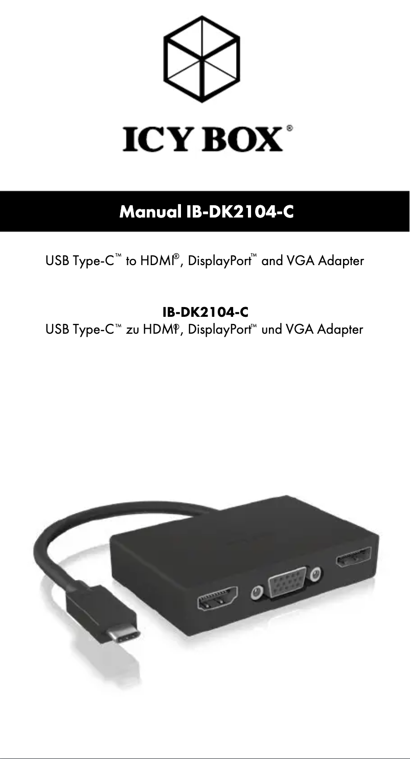Page 1 of the manual User Manual Icy Box IB-DK2104-C