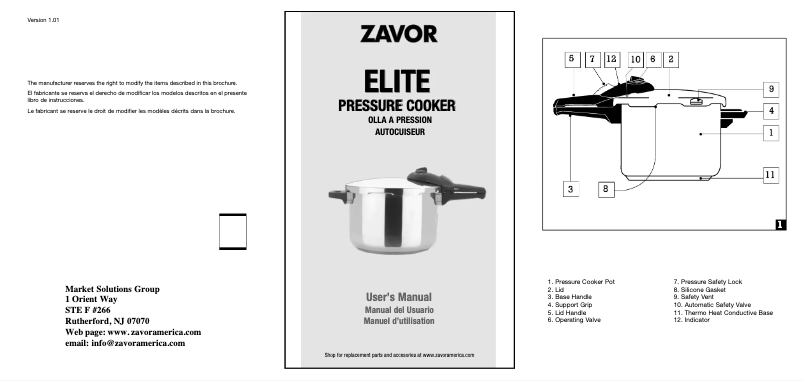 Page 1 of the manual User Manual Zavor Elite ZCWEL02