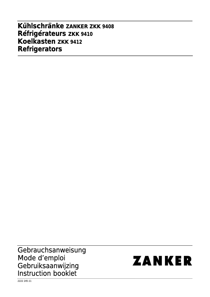 First page image of the manual for ZKK 9412