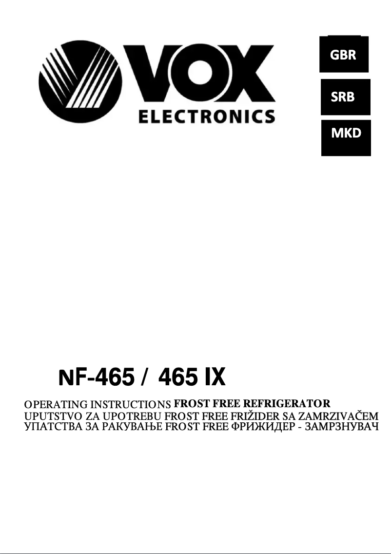 First page image of the manual for NF465IX