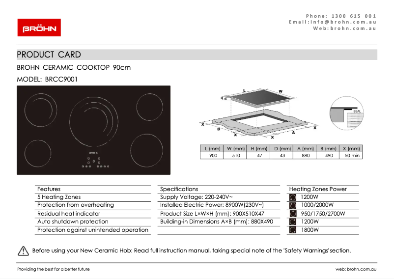 First page image of the manual for BRCC9001