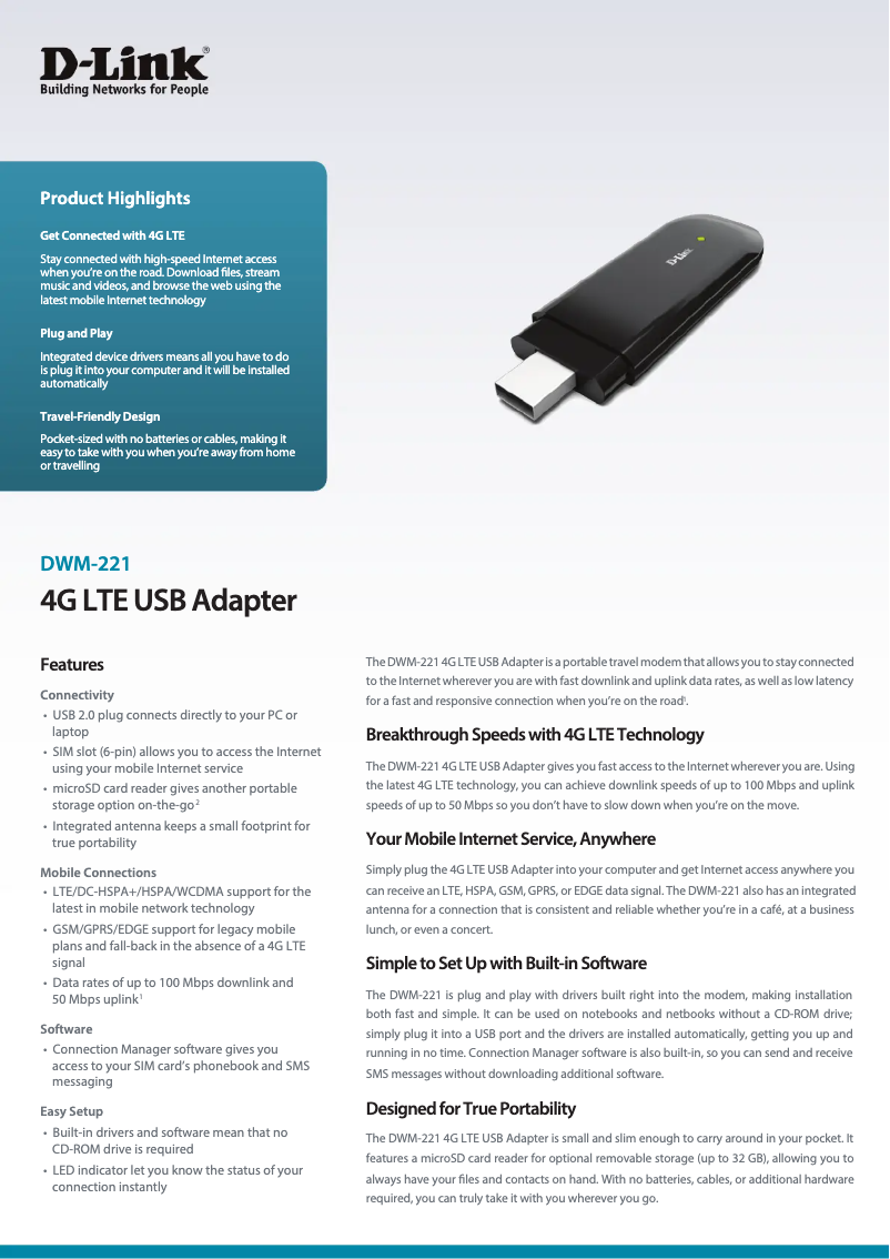 First page image of the manual for DWM-221