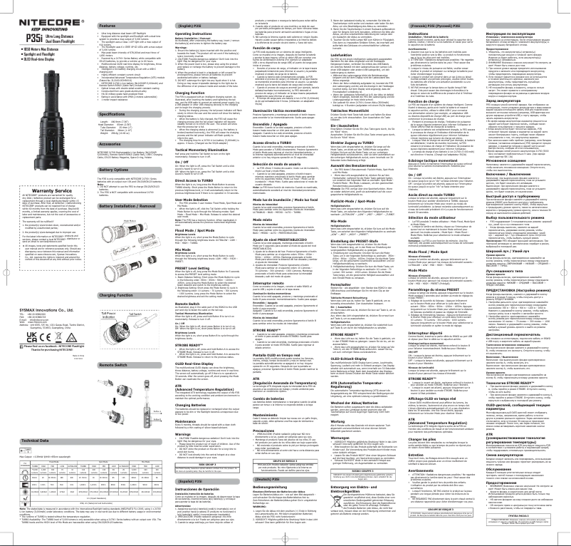 Page 1 of the manual User Manual Nitecore P35i