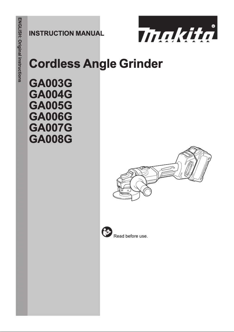 Page 1 of the manual User Manual Makita GA005GD101