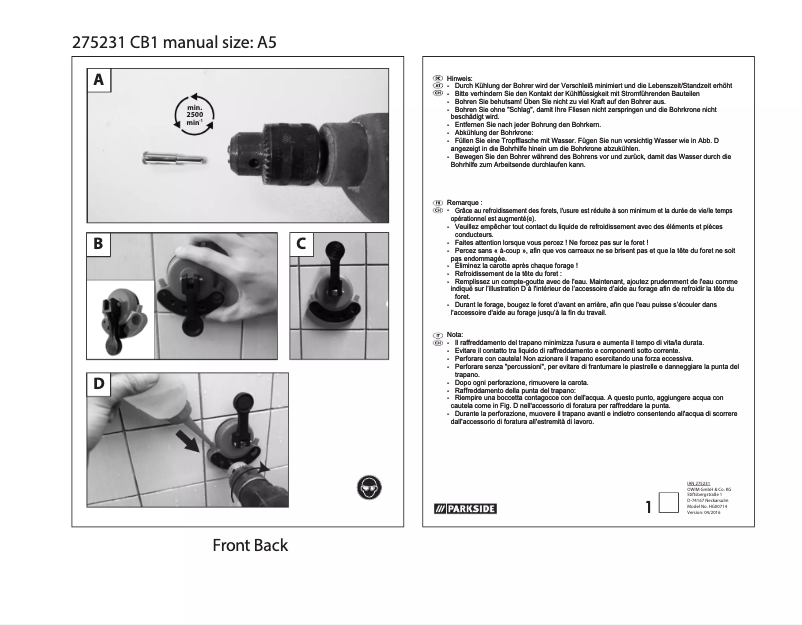 First page image of the manual for HG00714