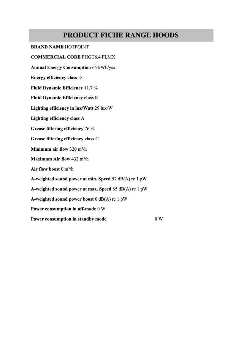 First page image of the manual for PHGC6.4 FLMX