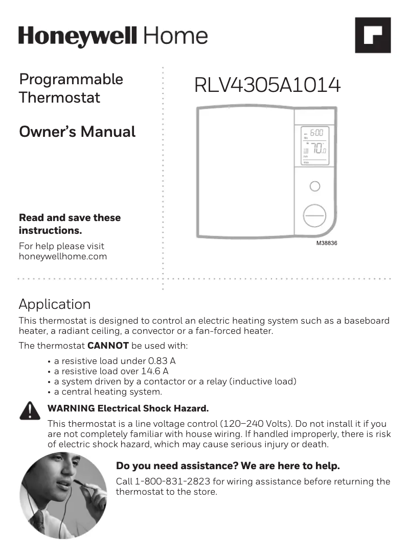 Page 1 of the manual User Manual Honeywell RLV4305A1000/U1