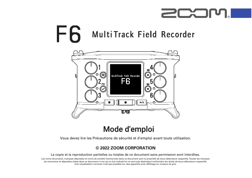 First page image of the manual for F6