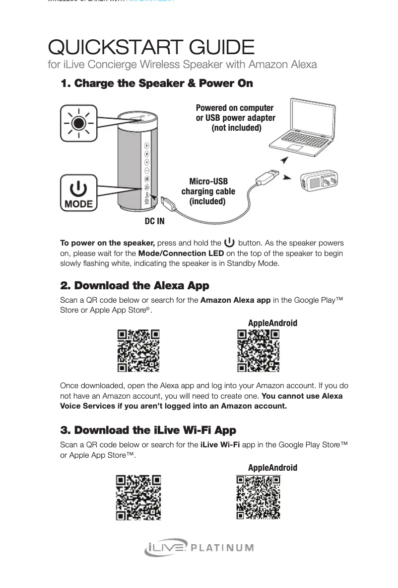 First page image of the manual for Platinum ISWFV387