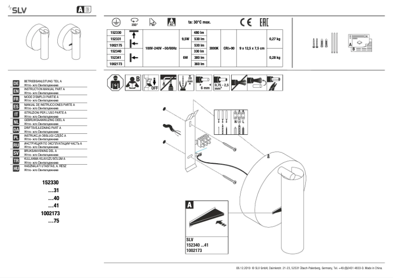 Page 1 of the manual User Manual SLV 152341