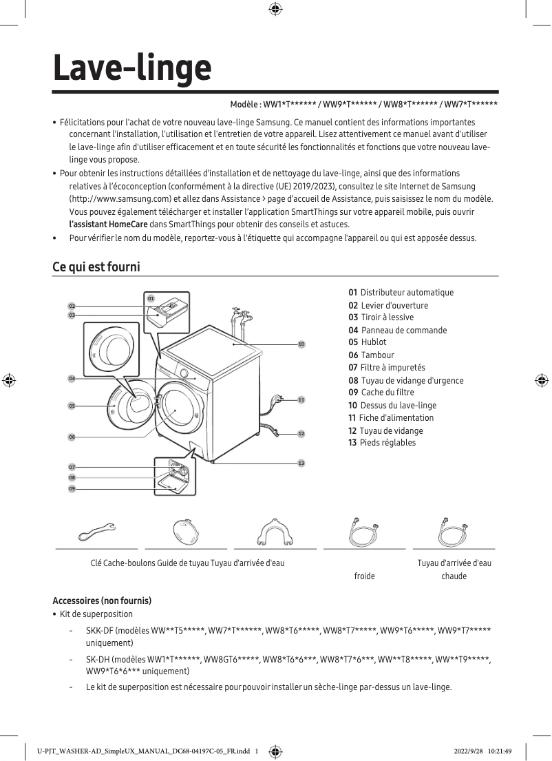 Page 1 of the manual User Manual Samsung WW90T936DSH