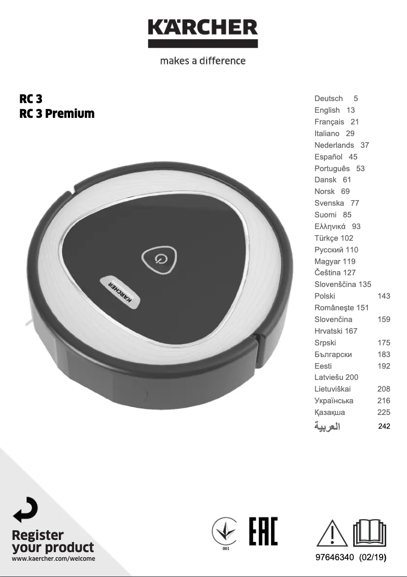 Page 1 de la notice Manuel utilisateur Kärcher RC 3