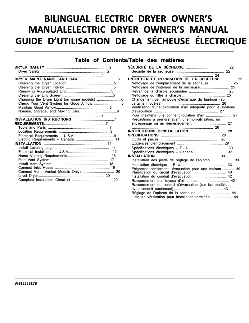 First page image of the manual for WED500CMW