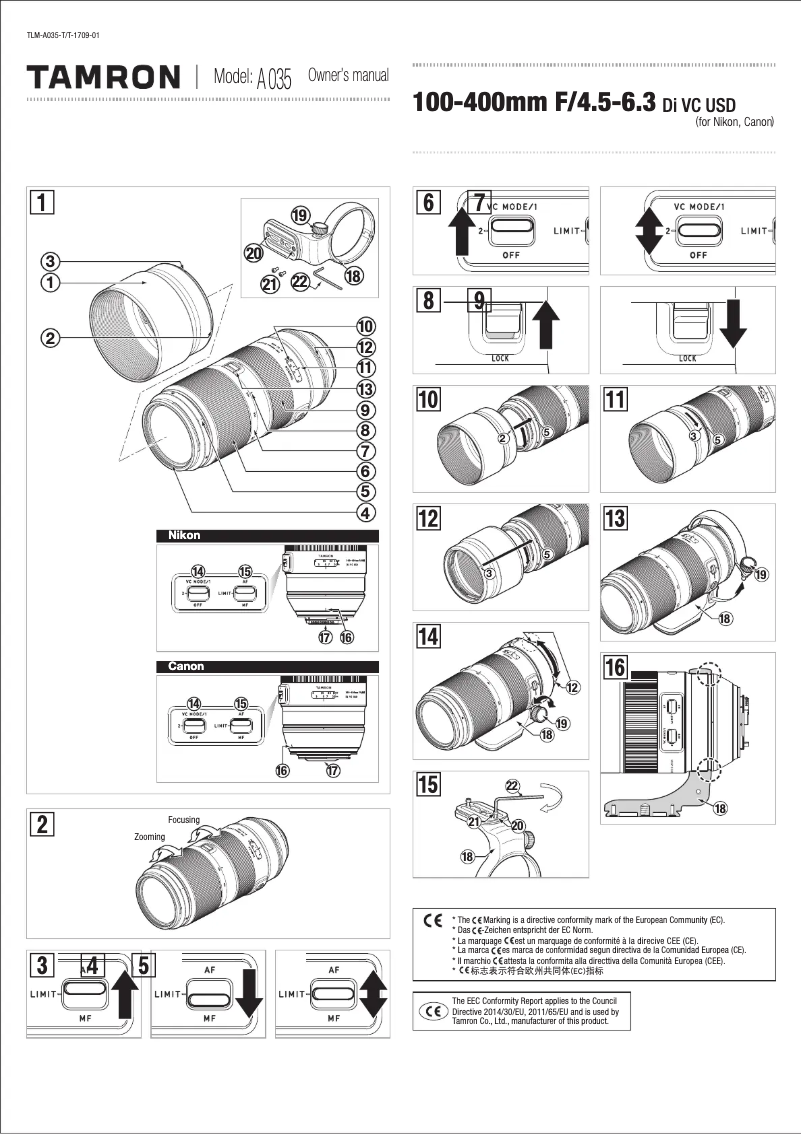 First page image of the manual for 100-400mm f/4.5-6.3 Di VC USD