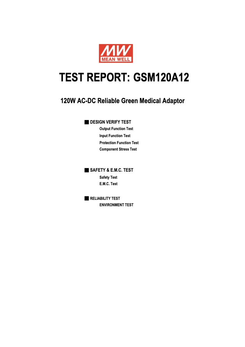 Page 1 of the manual Technical Sheet Mean Well GSM120A12-R7B