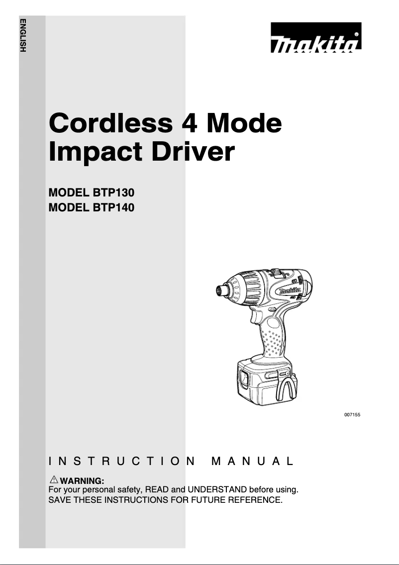 Page 1 of the manual User Manual Makita BTP140RFE