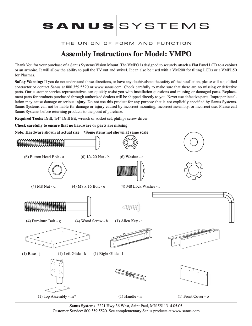 First page image of the manual for VMPO1