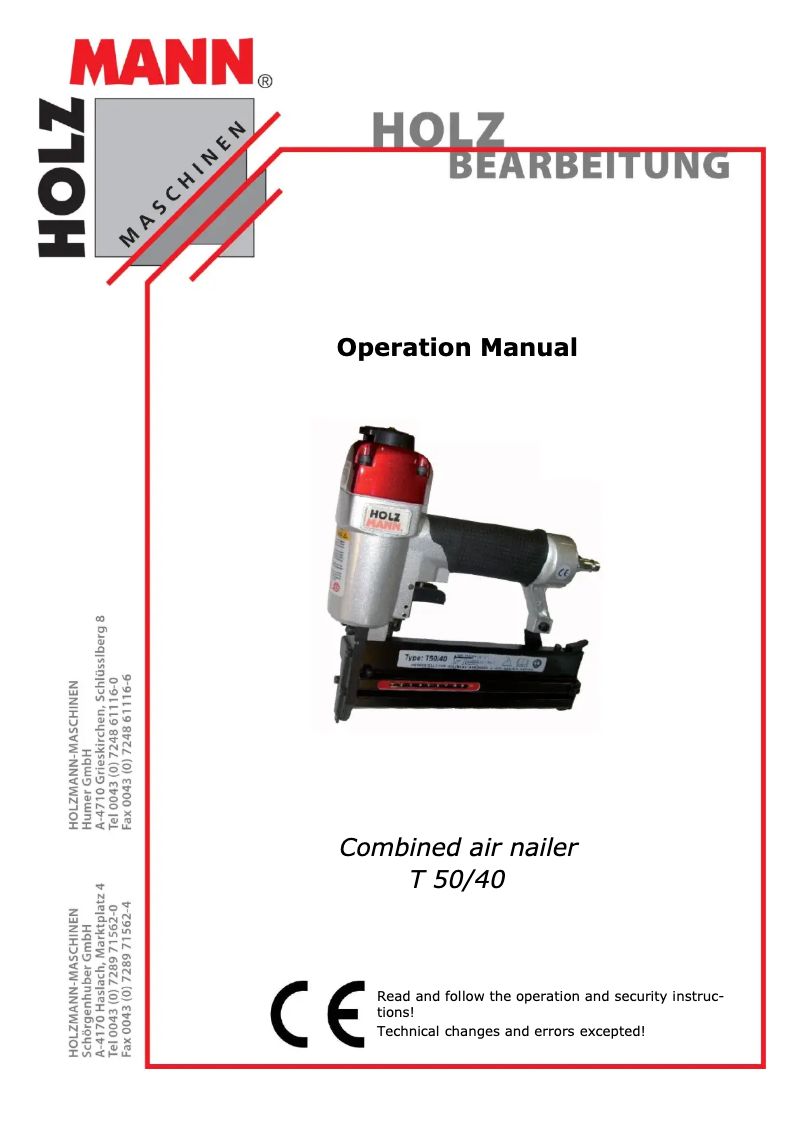 First page image of the manual for T 50/40