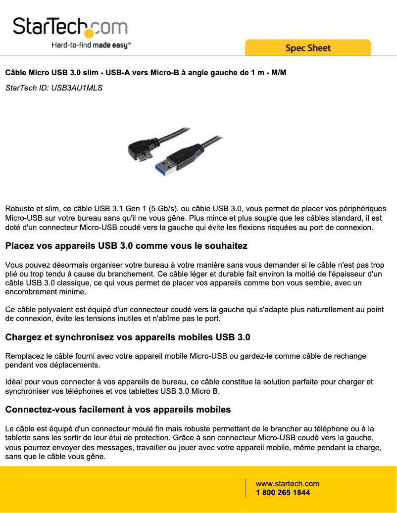 Page 1 of the manual User Manual StarTech.com USB3AU1MLS