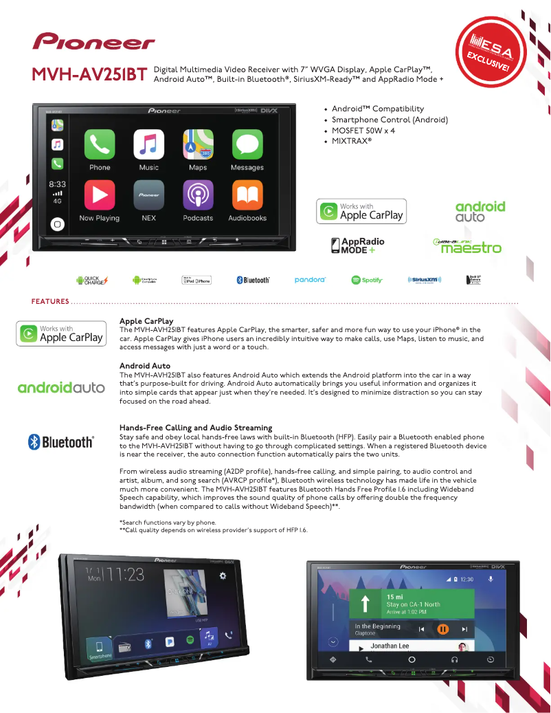 Page 1 of the manual Brochure Pioneer MVH-AV251BT