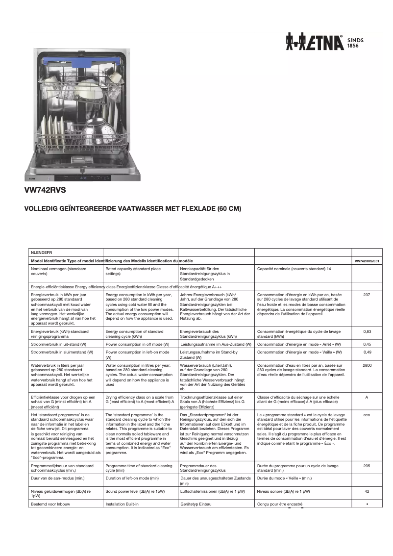 First page image of the manual for VW742RVS