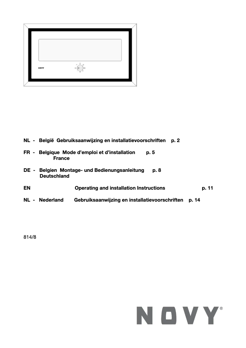 Page 1 of the manual User Manual Novy 814