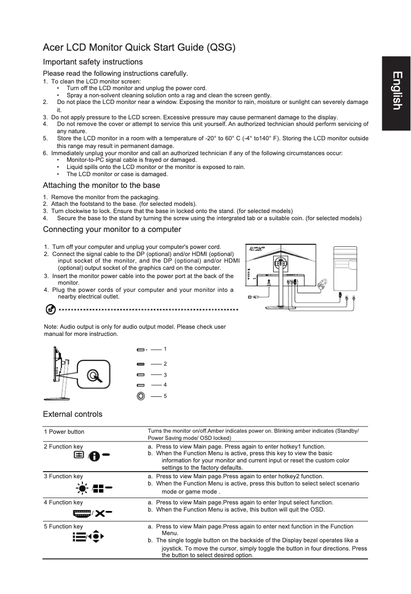 Page 1 of the manual Quick Start Guide Acer CP1241YV