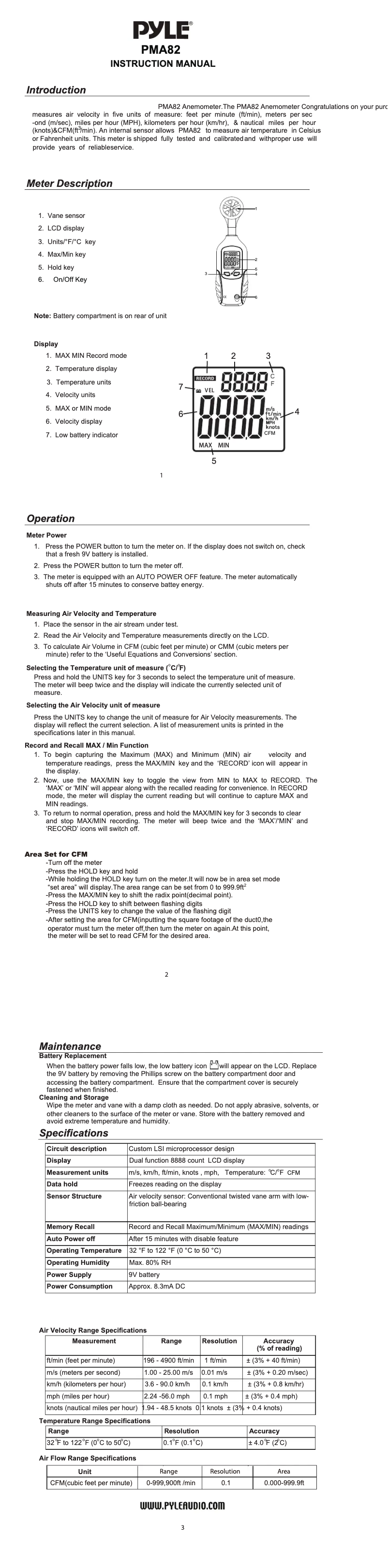 First page image of the manual for PMA82