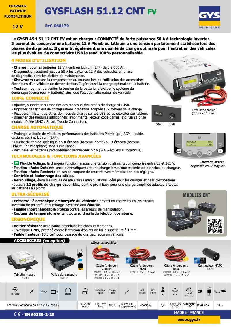Page 1 of the manual Technical Sheet GYS Gysflash 51.12 CNT FV