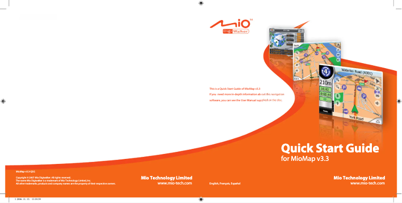 First page image of the manual for MioMap v3.3