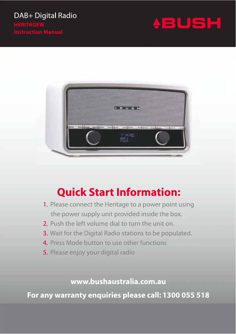 Page 1 of the manual User Manual Bush Heritage