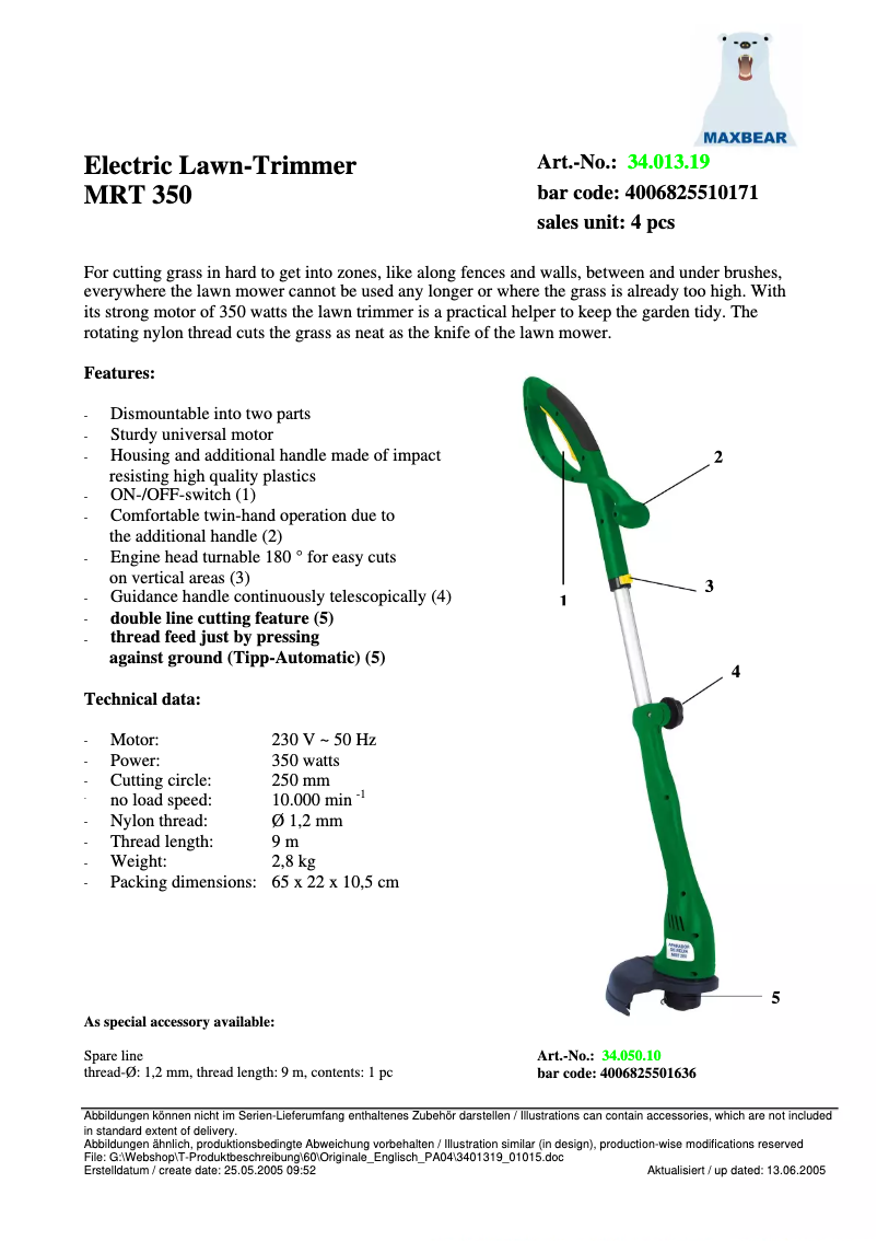 Page 1 of the manual User Manual Maxbear MRT 350